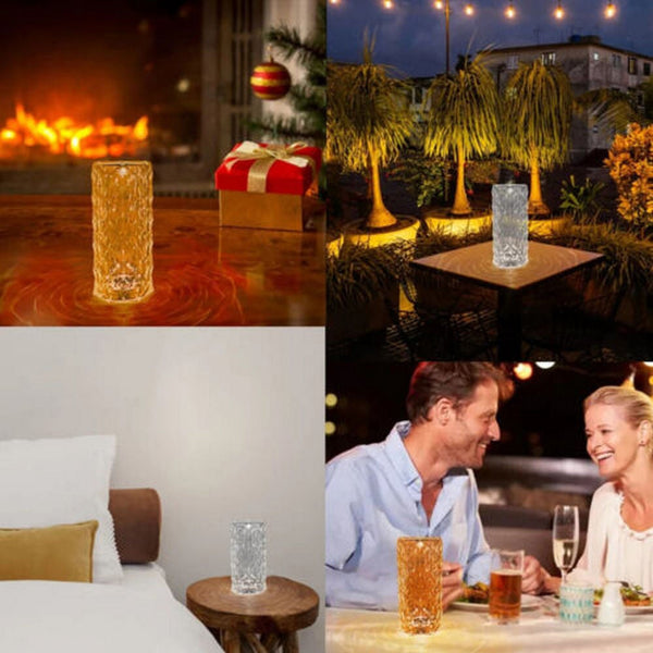 Crystal Table Lamp Rose Diamond Touch With Usb Color Led Light Lamps