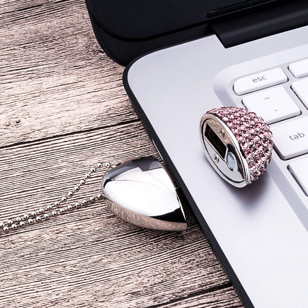 Crystal Heart Usb Flash Drive Mini Pendrive 2.0 64Gb Necklace Memory Stick Usb Flash Drives