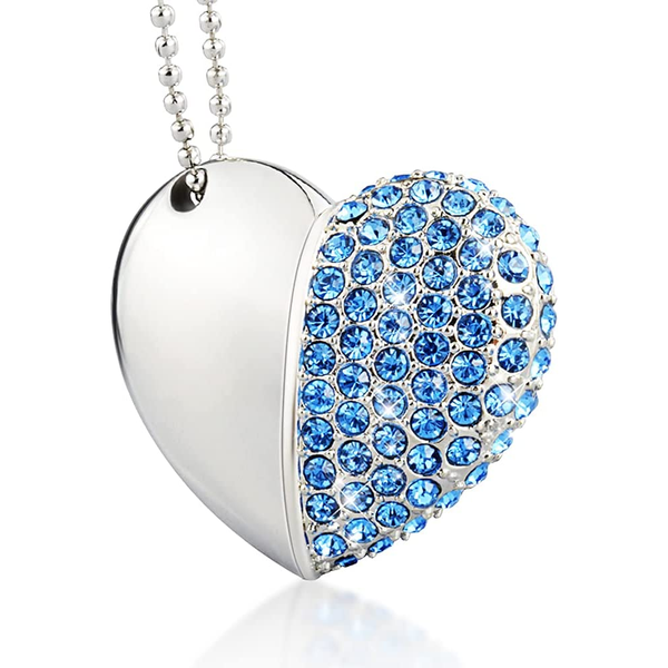 Crystal Heart Usb Flash Drive Mini Pendrive 2.0 64Gb Necklace Memory Stick Usb Flash Drives