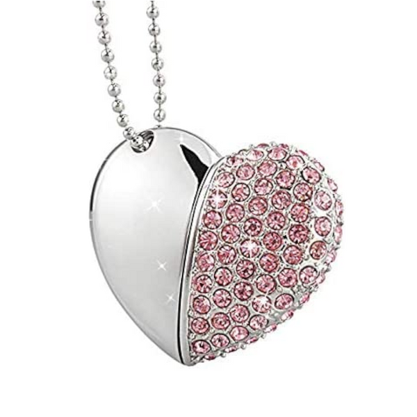 Crystal Heart Usb Flash Drive Mini Pendrive 2.0 64Gb Necklace Memory Stick Usb Flash Drives