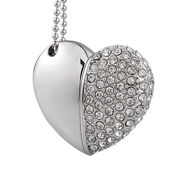 Crystal Heart Usb Flash Drive Mini Pendrive 2.0 64Gb Necklace Memory Stick Usb Flash Drives