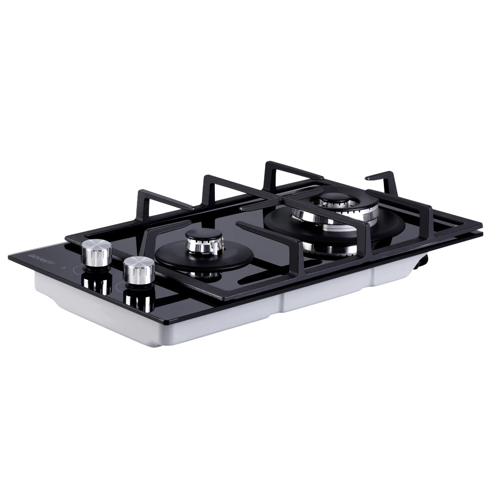 Devanti Gas Cooktop 30Cm Stove Cooker 2 Burner Top Konbs Ng Lpg Black Cooktops