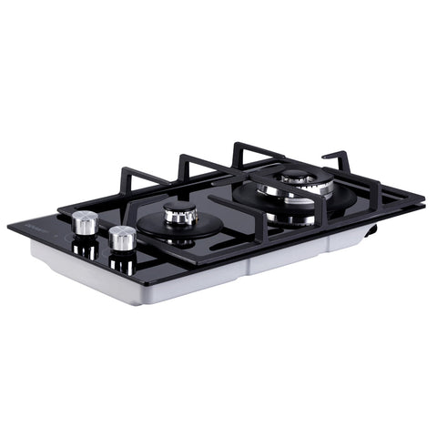 Devanti Gas Cooktop 30Cm Stove Cooker 2 Burner Top Konbs Ng Lpg Black Cooktops