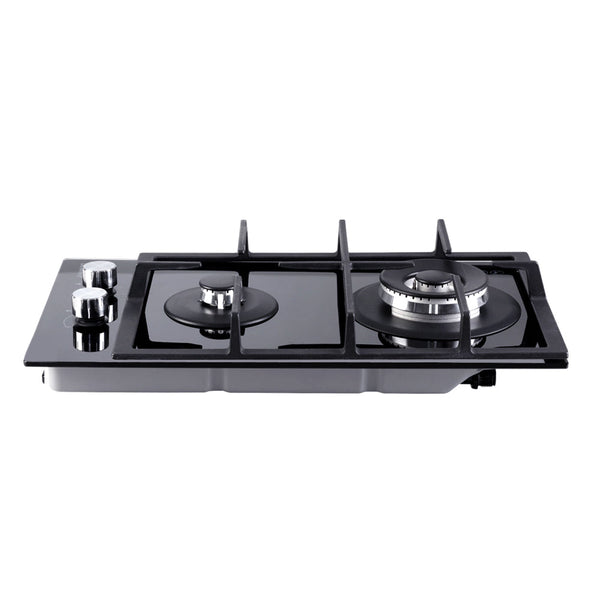 Devanti Gas Cooktop 30Cm Stove Cooker 2 Burner Top Konbs Ng Lpg Black Cooktops