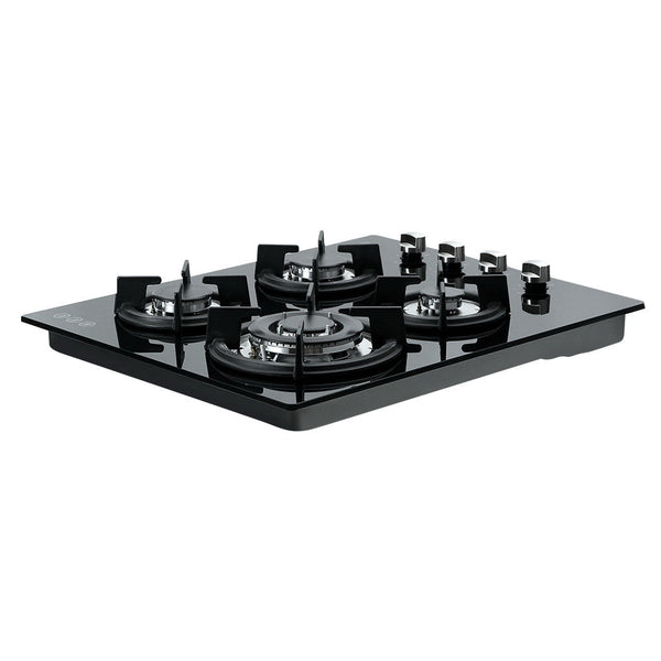 Devanti Gas Cooktop 60Cm 4 Burner Glass Top Cooker Stove Hob Ng Lpg Black Cooktops