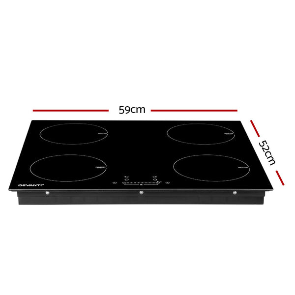 Devanti Electric Induction Cooktop 60Cm Ceramic 4 Zones Stove Top Hot Plate Cooktops