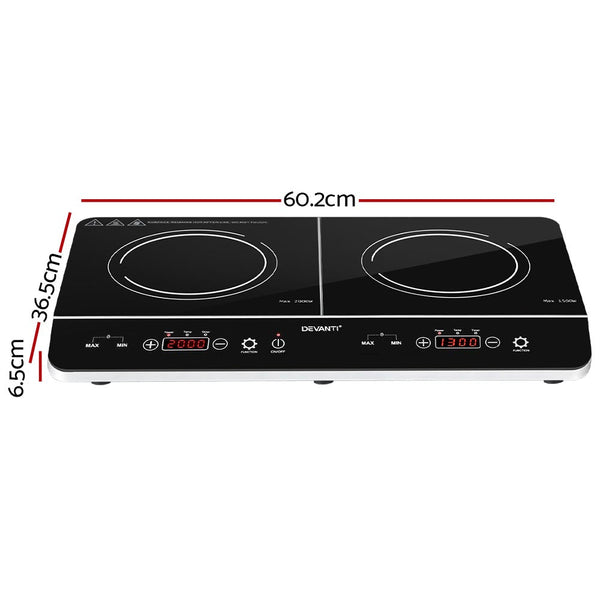Devanti Electric Induction Cooktop 60Cm Portable Kitchen Ceramic Glass Cooker Cooktops