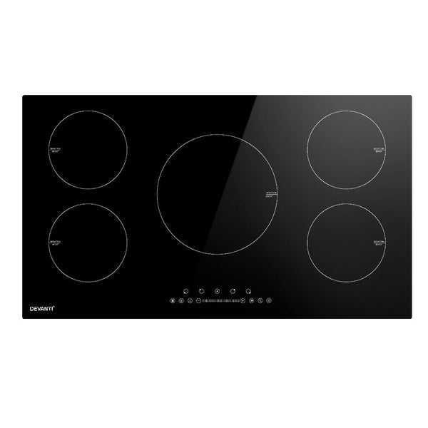 Devanti Induction Cooktop 90Cm Electric Cooker Ceramic 5 Zones Stove Hot Plate Cooktops