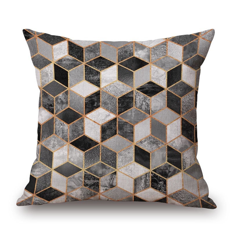 Cubes On Geometry Cotton Linen Pillow Cover Cushions & Decorative Pillows