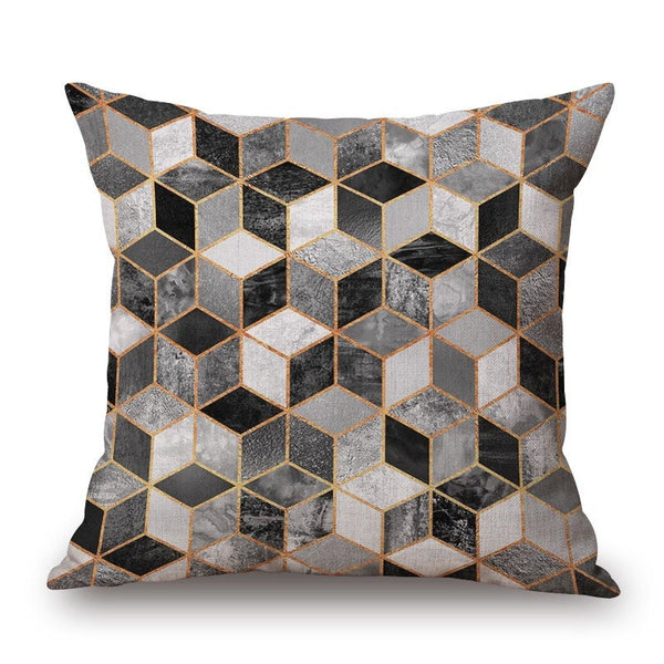 Cubes On Geometry Cotton Linen Pillow Cover Cushions & Decorative Pillows