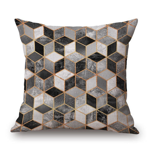 Cubes On Geometry Cotton Linen Pillow Cover