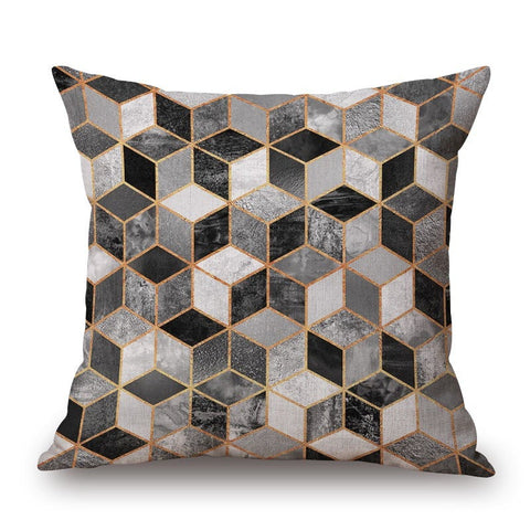 Cubes On Geometry Cotton Linen Pillow Cover Cushions & Decorative Pillows