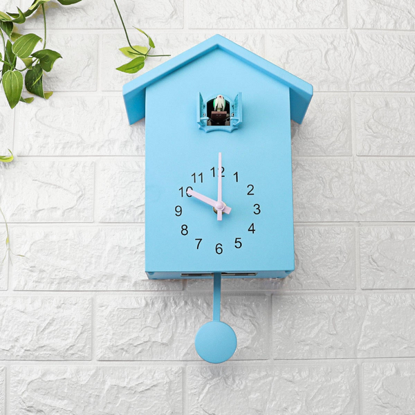 Cuckoo Quartz Wall Clock Modern Bird Living Room Hanging Watch Office Decor Blue Wall Clocks