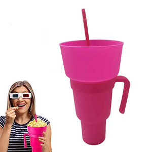 Cups With Lids And Straws Reusable Stadium Tumbler Popcorn Snack Bowl