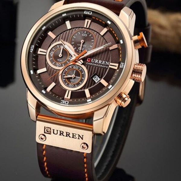 Veile Studios Man Sport Wristwatch Top Brand Luxury Chronograph Men's Watch Brown Watches