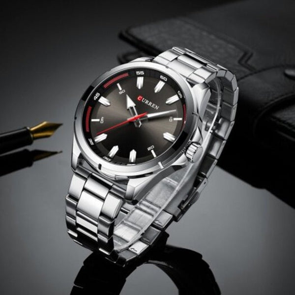 Veile Studios 8320 Men's Quartz Watch Large Dial Fashion Business Waterproof Platinum Watches