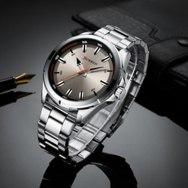 Veile Studios 8320 Men's Quartz Watch Large Dial Fashion Business Waterproof Platinum Watches