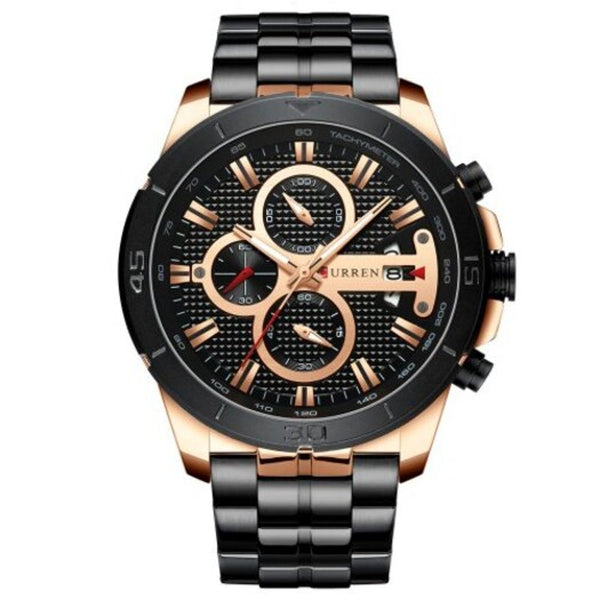 Veile Studios 8337 Men's Watch Six Pin Multifunction Quartz Calendar Steel Band Gold Watches