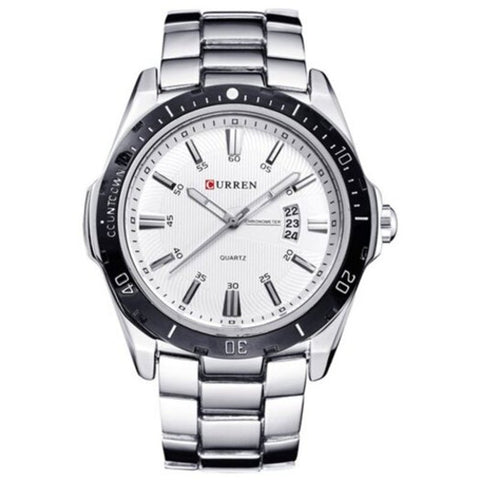 Men's Fashion And Casual Simple Quartz Sport Wrist Watch Silver