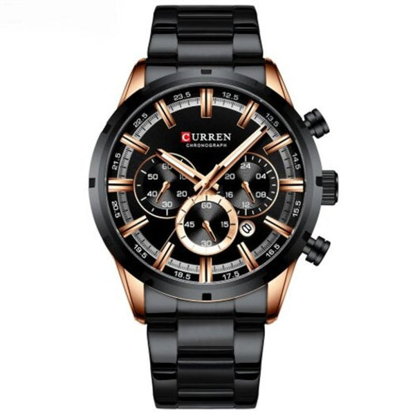 Veile Studios Men's Round Belt Watch Waterproof Black Watches
