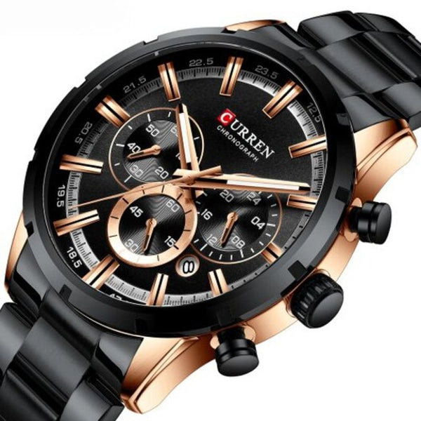 Veile Studios Men's Round Belt Watch Waterproof Black Watches