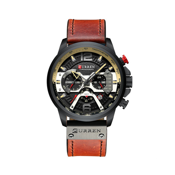 Veile Studios Fashion Leather Luxury Leisure Quartz Chronograph Waterproof Men's Watch Watches