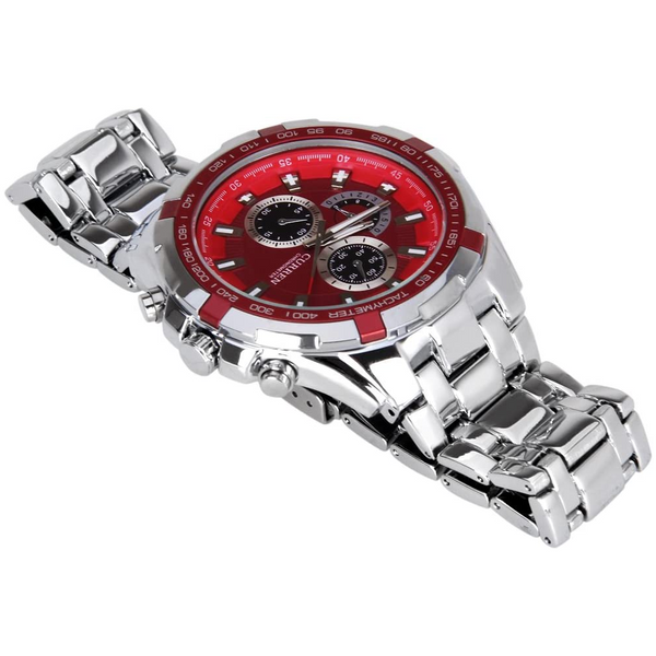 Veile Studios 8023 Men's Fashion Simple Stainless Steel Strap Quartz Watch Red Watches