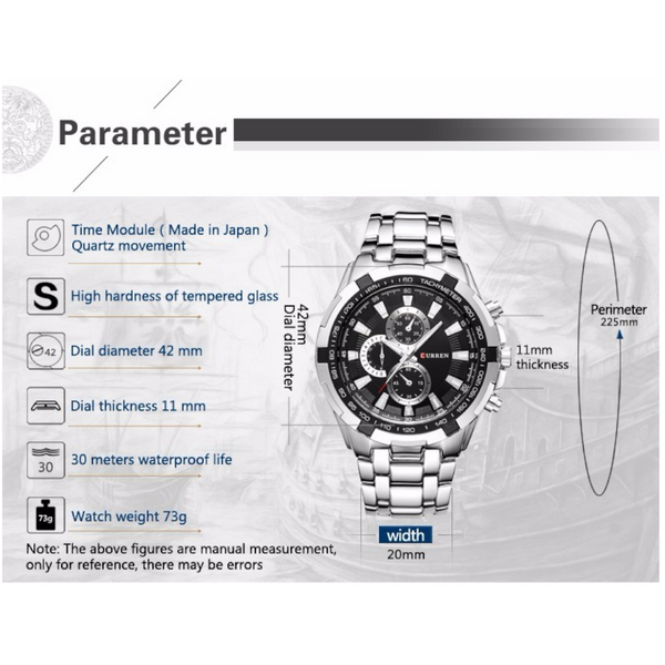Veile Studios 8023 Men's Fashion Simple Stainless Steel Strap Quartz Watch Red Watches