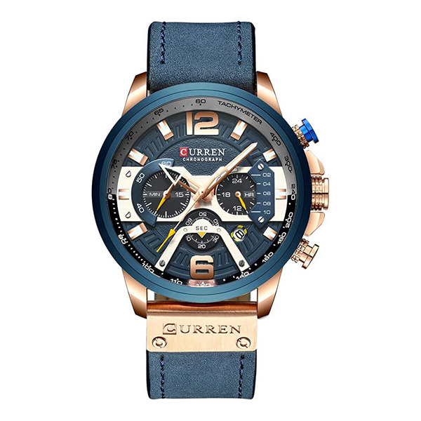 Veile Studios Fashion Leather Luxury Leisure Quartz Chronograph Waterproof Men's Watch Watches