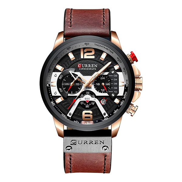 Veile Studios Fashion Leather Luxury Leisure Quartz Chronograph Waterproof Men's Watch Watches