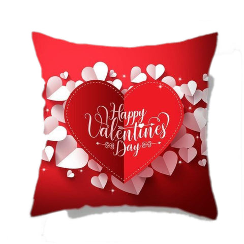 Happy Valentine's Day Red Polyester Decorative Cushion Covers Cushions & Decorative Pillows