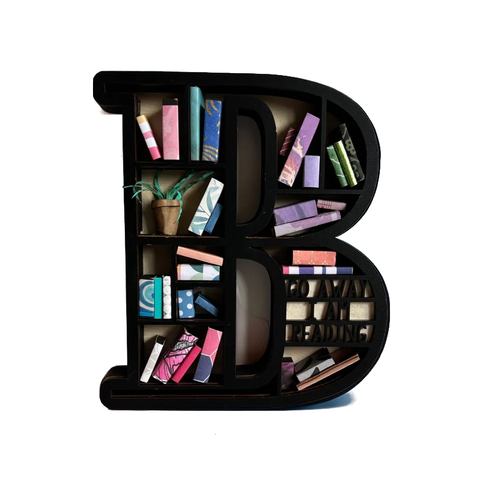 Custom Initial Book Lover Miniature Bookshelf