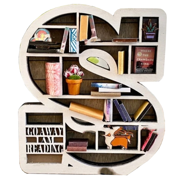 Custom Initial Book Lover Miniature Bookshelf