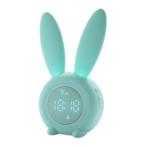 Cute Bunny Ear Led Digital Alarm Clock With Sound Control Night Light Lamp Usb Electronic Clocks Desk Home Decoration