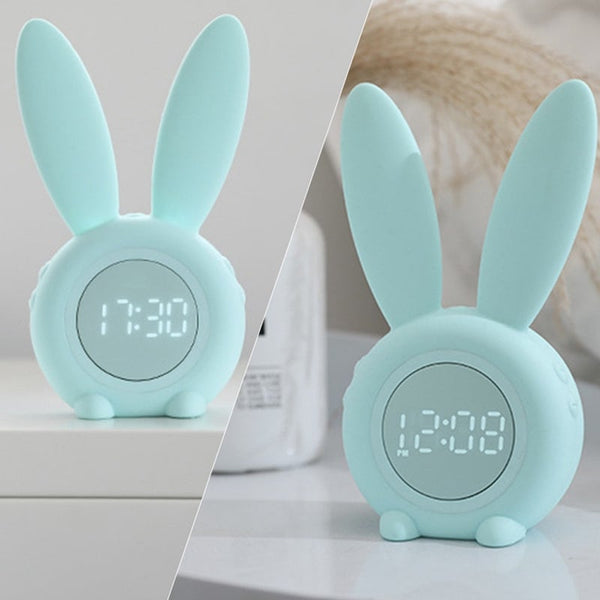 Cute Bunny Ear Led Digital Alarm Clock With Sound Control Night Light Lamp Usb Electronic Clocks Desk Decoration Alarm Clocks & Clock Radios