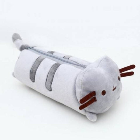 Cute Cartoon Cat Design Storage Bag Pen Pencil Pouch Case Gray