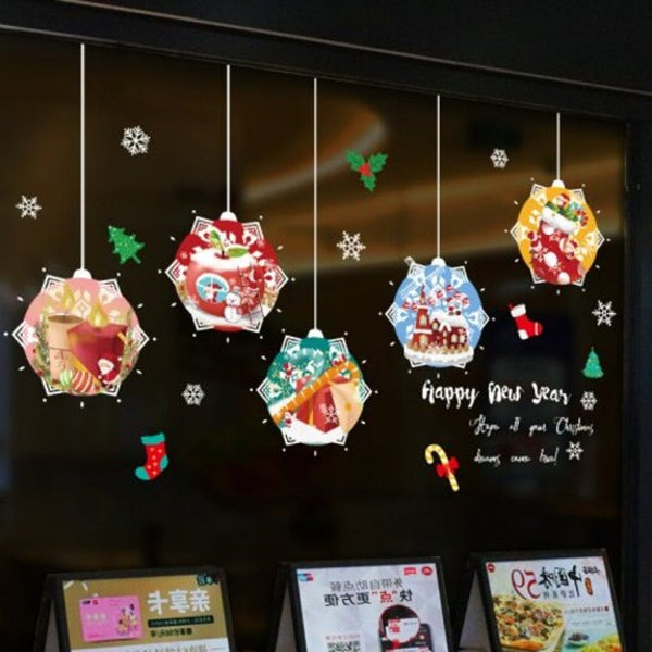 Cute Christmas Gift Ball Eve Decoration Door Sticker Background Multi A 45X60cm