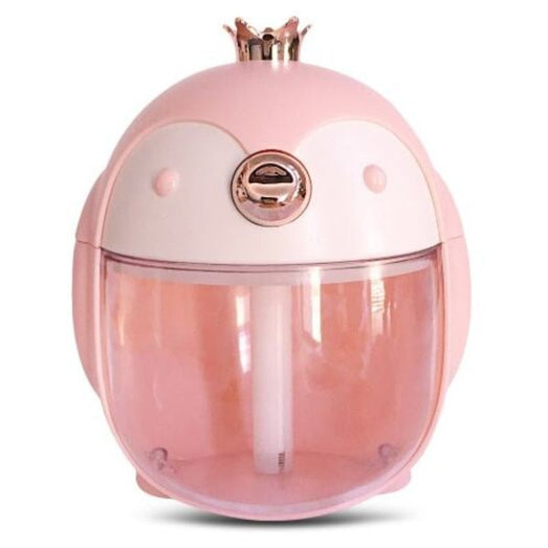 Cute Crown Penguin Air Humidifier Aroma Essential Oil Diffuser Night Lamp Pink Humidifiers