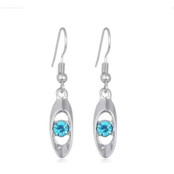 Cute Fashion Crystal Pendant Lady Earrings Light Blue