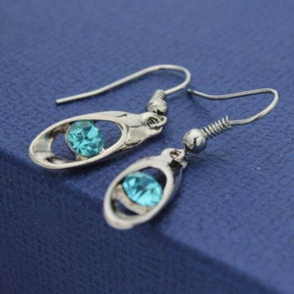 Cute Fashion Crystal Pendant Lady Earrings Light Blue
