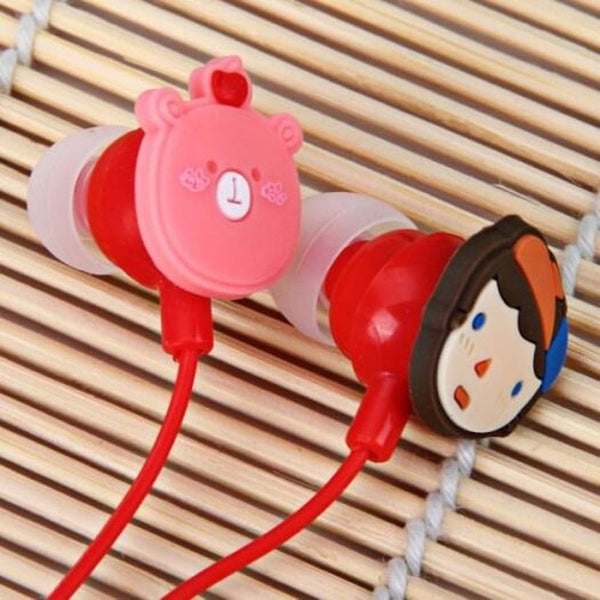Cute Hello Geeks Series Organist Style Silicone Flexible In Ear Earphone Red