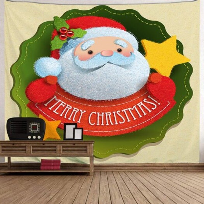 Cute Santa Claus Pattern Digital Printing Tapestry Hanging Cloth Multi A W59 X L51 Inch