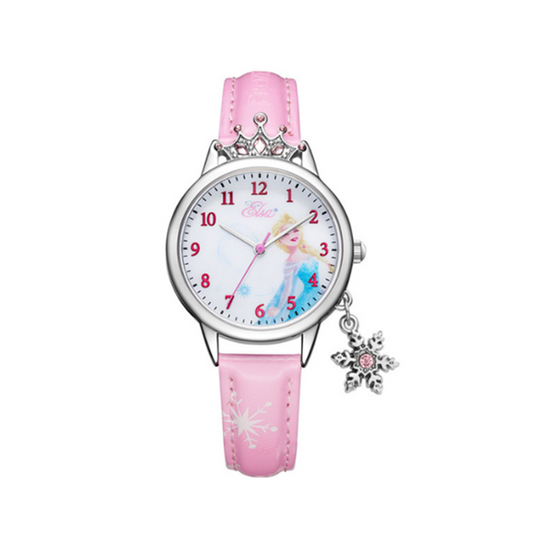 Veile Studios Cute Winter Romance Watches Shiny Crown Princess Snowflake Pendant Decorative Quartz For Kids Children's Watches