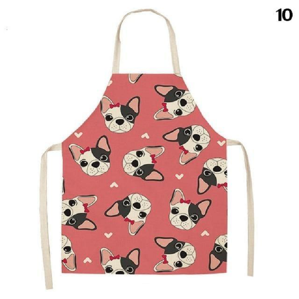 Cute Dog Printed Cotton Linen Kitchen Apron Aprons
