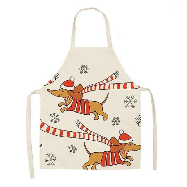 Cute Dog Printed Cotton Linen Kitchen Apron Aprons