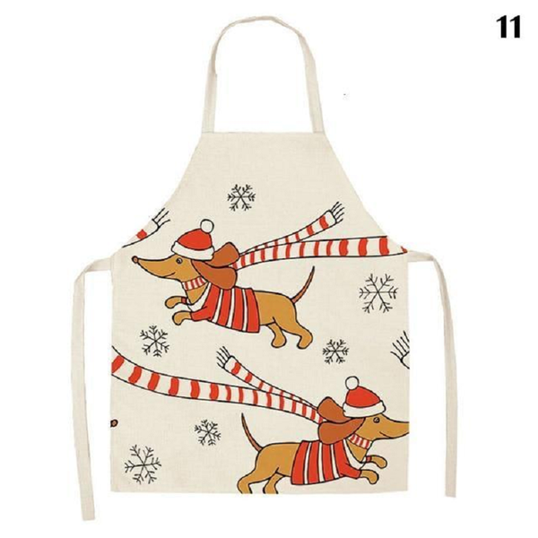 Cute Dog Printed Cotton Linen Kitchen Apron Aprons