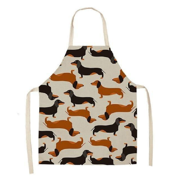 Cute Dog Printed Cotton Linen Kitchen Apron Aprons