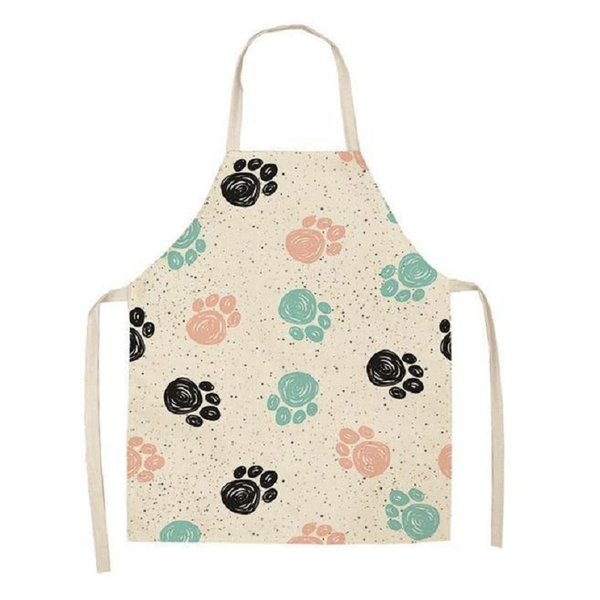 Cute Dog Printed Cotton Linen Kitchen Apron Aprons