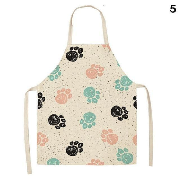 Cute Dog Printed Cotton Linen Kitchen Apron Aprons