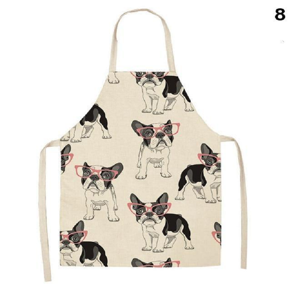 Cute Dog Printed Cotton Linen Kitchen Apron Aprons